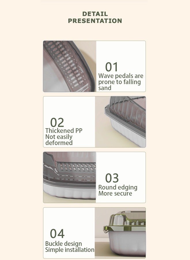 صندوق فضلات للقطط، صندوق فضلات شبه مغلق مزود بمصفاة، مناسب للقطط الصغيرة، صناديق فضلات متعددة الاستخدامات، مستلزمات الحيوانات الأليفة، صندوق فضلات يتسع لـ 12 لترًا من فضلات القطط، مزود بمجرفة فضلات ودواسة مجوفة على شكل قطة لمنع خروج الرمل من الحوض، صندوق فضلات سميك للقطط الصغيرة (رمادي) - Image 3